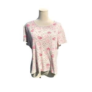 Croft & Barrow Scoop Neck Floral Short Sleeve Top Womens Size XL